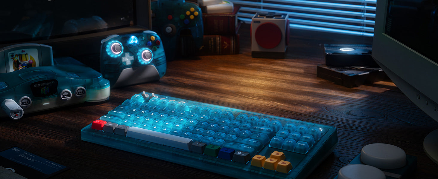 8BitDo Retro Mechanical Keyboard Clear Blue Edition (Clavier Qwerty 87 touches - DISPOSITION ANSI / ANSI LAYOUT)