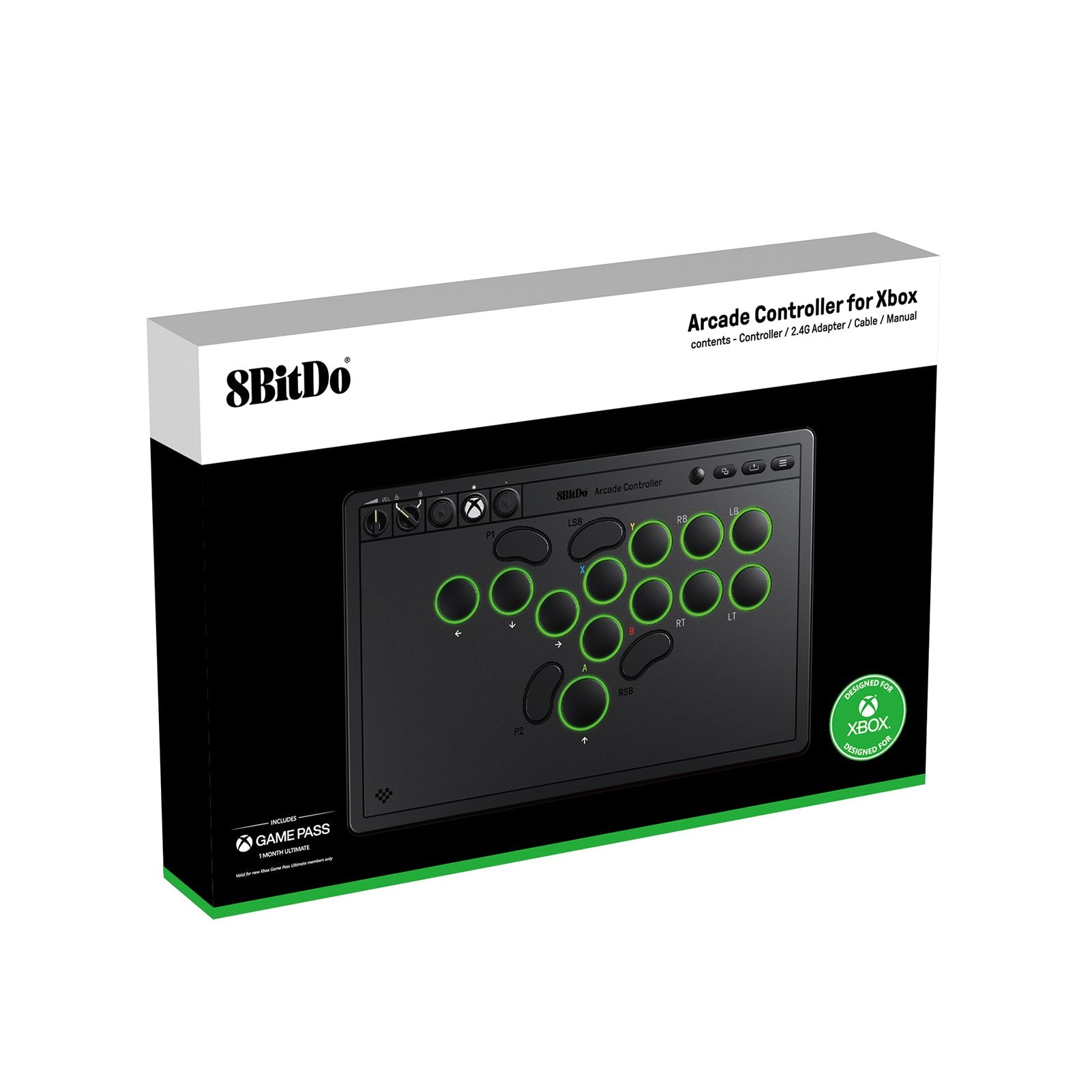 8Bitdo Arcade Controller 2.4G/USB pour Xbox Series X/S, Xbox One et Windows - Edition Noire - Manettes - 8Bitdo - Shop Just for Games