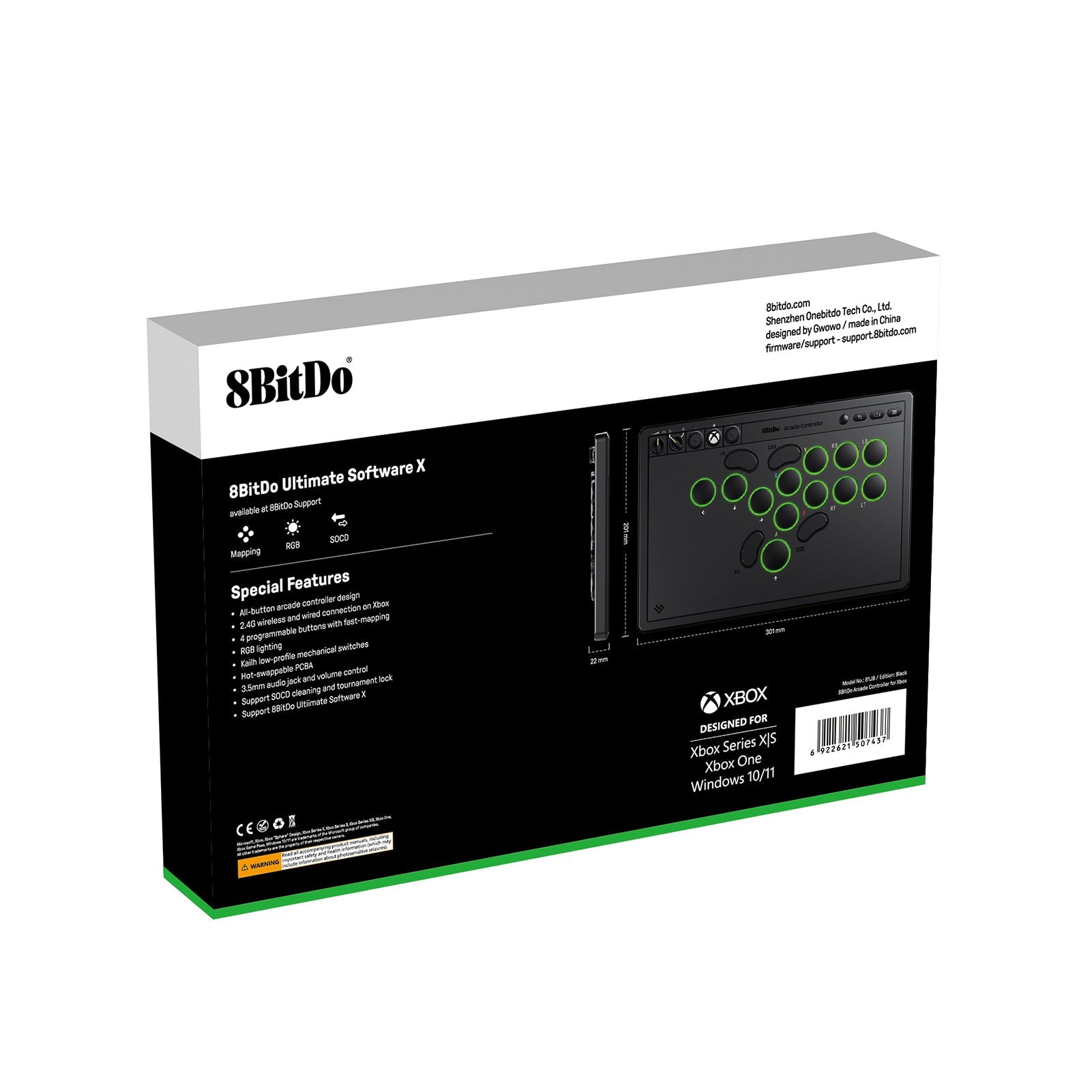 8Bitdo Arcade Controller 2.4G/USB pour Xbox Series X/S, Xbox One et Windows - Edition Noire - Manettes - 8Bitdo - Shop Just for Games