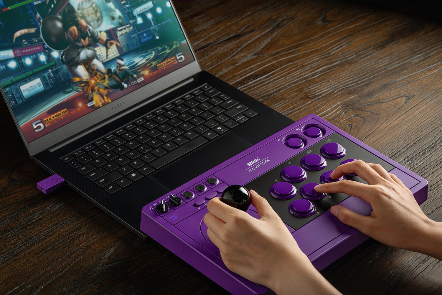 8Bitdo Arcade Stick Purple Edition - Nintendo Switch 1 & 2 - PC Windows - Manettes - 8Bitdo - Shop Just for Games