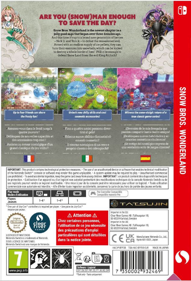 Snow Bros Wonderland Nintendo SWITCH - Jeux Vidéo Physique - Clear River Games - Shop Just for Games