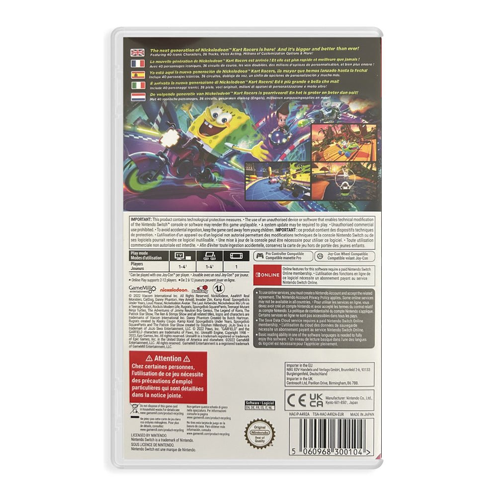 Nickelodeon Kart Racers 3 Slime Speedway Nintendo SWITCH - Jeux Vidéo Physique - GAMEMILL - Shop Just for Games