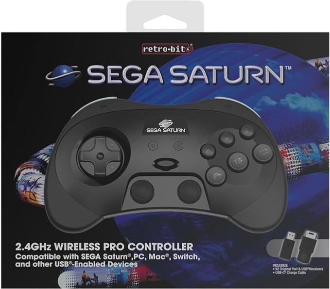RetroBit Sega Saturn 2.4Ghz Pro Black - Manettes - retro - bit - Shop Just for Games