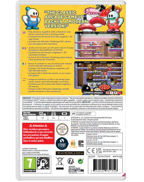 Snow Bros Nick & Tom Special Nintendo SWITCH - Jeux Vidéo Physique - Clear River Games - Shop Just for Games