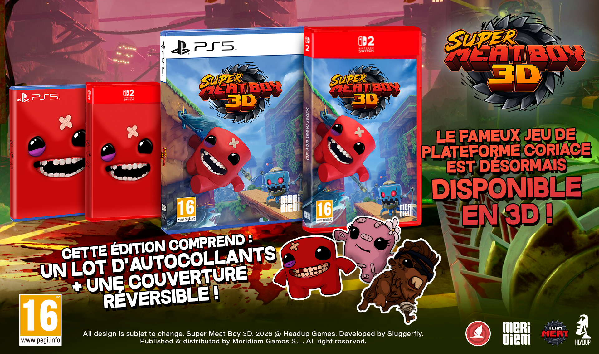 Super Meat Boy 3D SWITCH 2 - Jeux Vidéo Physique - Meridiem - Shop Just for Games