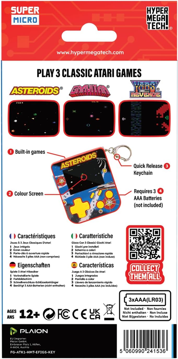 Super Micro Atari Asteroids Porte Clefs Gamer - Console portable - Evercade - Shop Just for Games