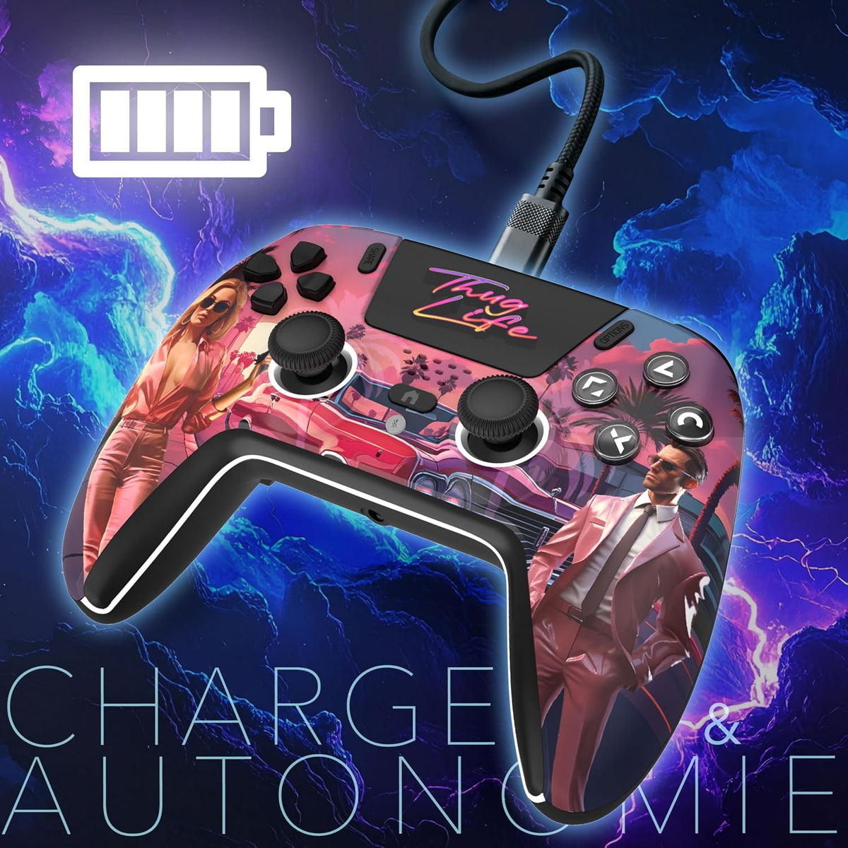 Manette Bluetooth pour PS5 LED - Thug Life