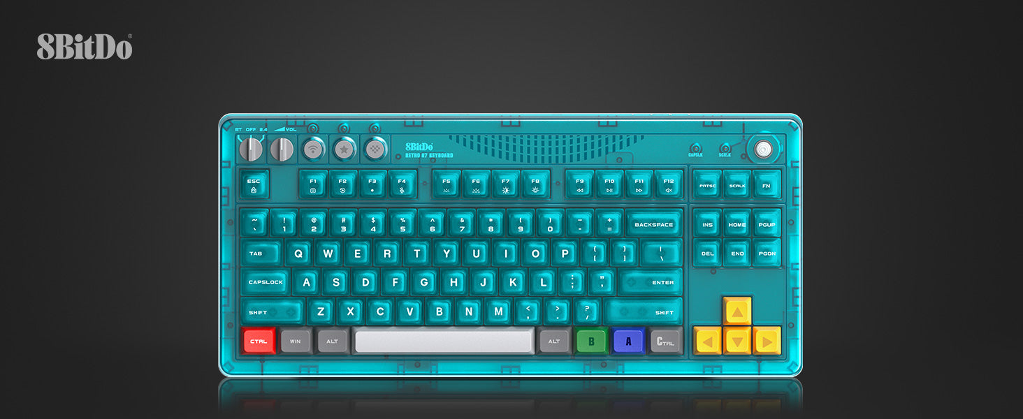 8BitDo Retro Mechanical Keyboard Clear Blue Edition (Clavier Qwerty 87 touches - DISPOSITION ANSI / ANSI LAYOUT)