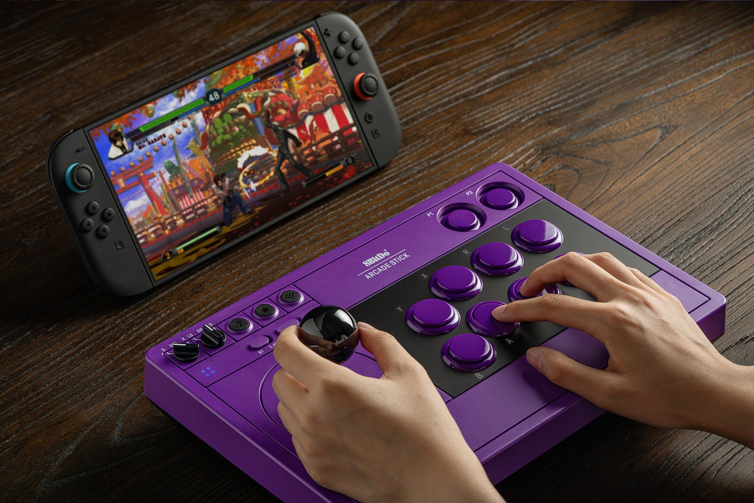 8BitDo Arcade Stick Purple - Arcade Stick for Switch 1 & 2, PC