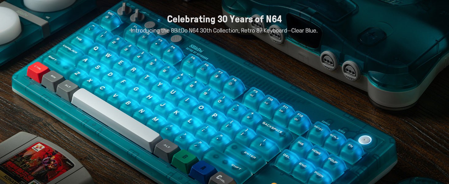 8BitDo Retro Mechanical Keyboard Clear Blue Edition (Clavier Qwerty 87 touches - DISPOSITION ANSI / ANSI LAYOUT) - Manettes - 8Bitdo - Shop Just for Games