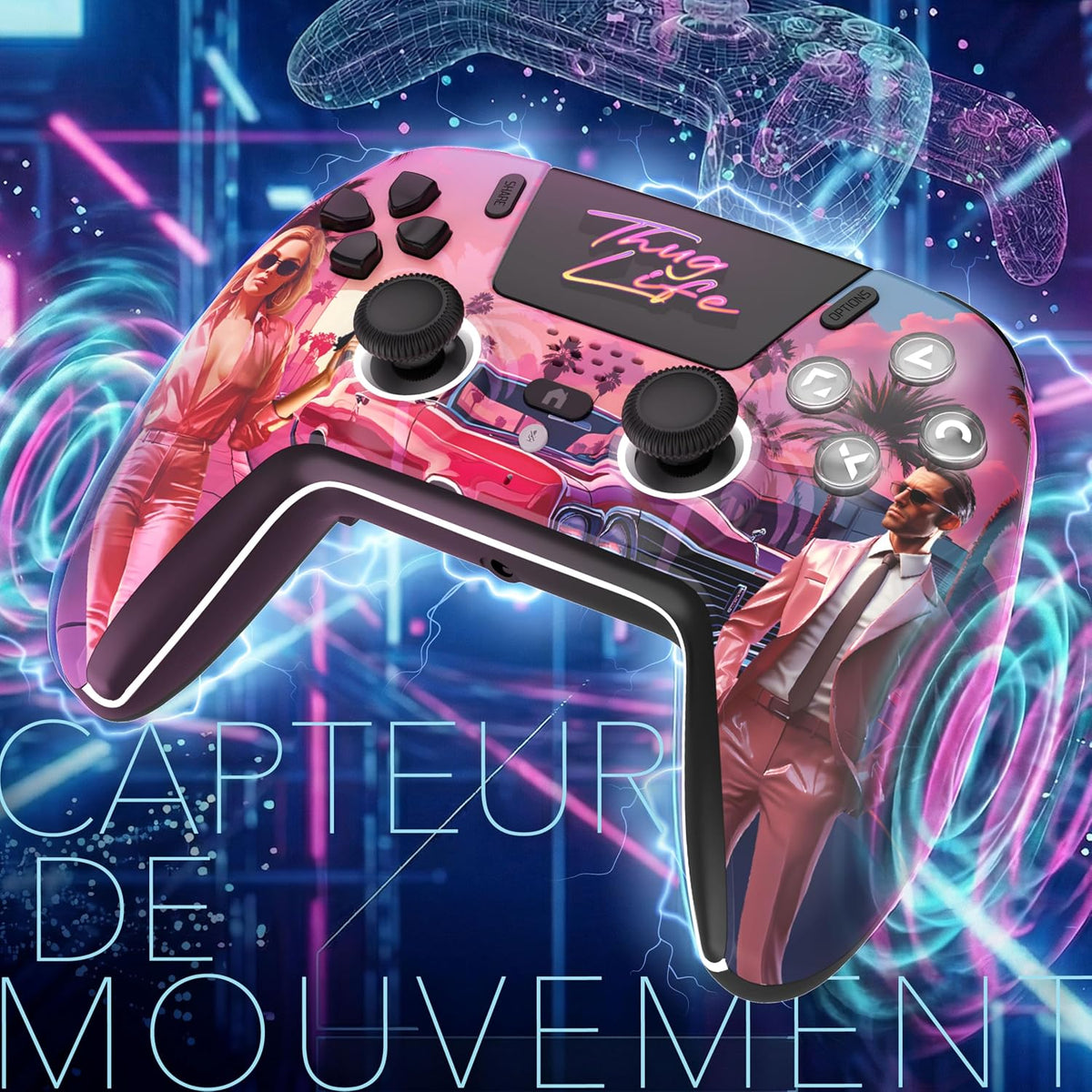 Manette Bluetooth pour PS5 LED - Thug Life