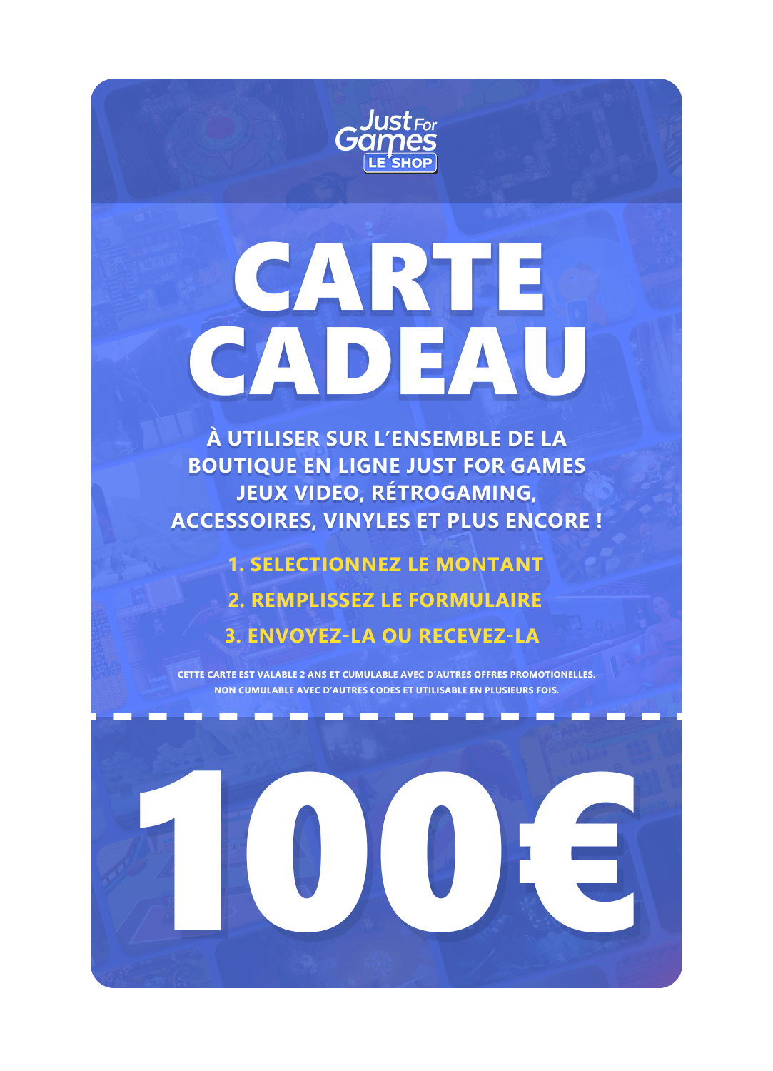 Carte Cadeau 100€ - Carte Cadeau - Shop Just for Games - Shop Just for Games