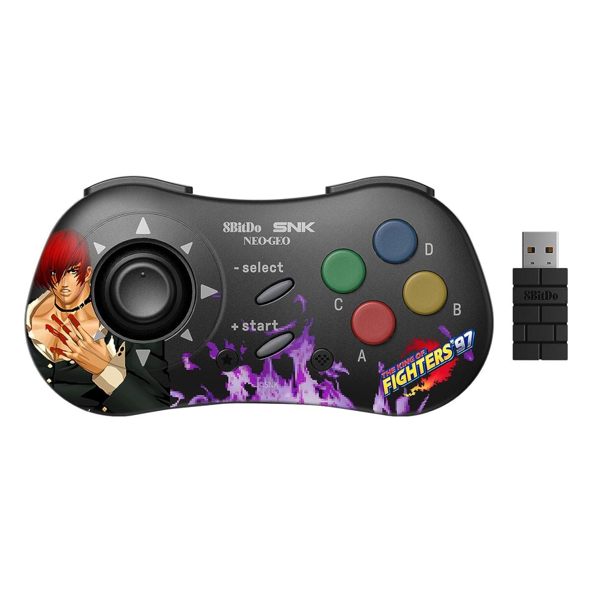 Iori Yagami Edition : 8Bitdo Manette Bluetooth Style SNK Neo Geo - compatible PC Windows, Android & Neo Geo Mini - Manettes - 8Bitdo - Shop Just for Games