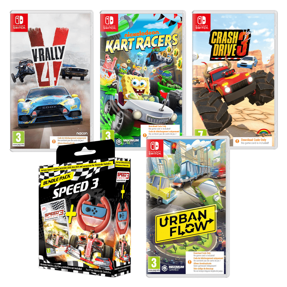 Pack 5 jeux de courses Nintendo Switch (Code in a Box) - Jeux Vidéo Code de Téléchargement - Just For Games - Shop Just for Games