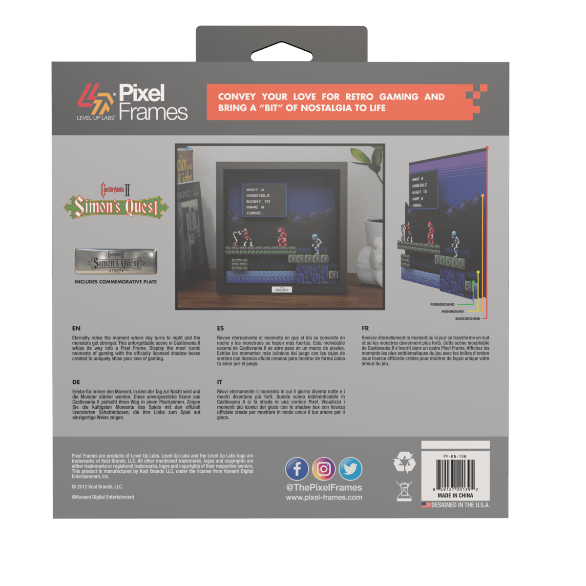 Pixel Frames - Castlevania Horrible Night - 23x23 cm - Pixel Frames - Level Up Labs - Shop Just for Games