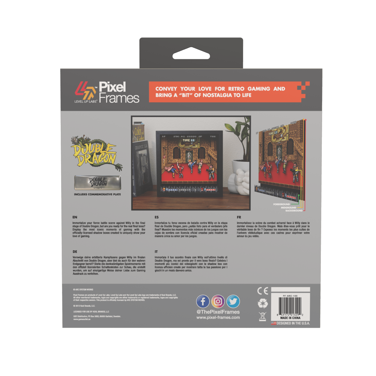 Pixel Frames - Double Dragon - 23x23 cm - Pixel Frames - Level Up Labs - Shop Just for Games