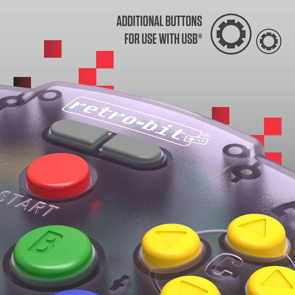 Retro - Bit Tribute 64 2.4GHz Manette sans Fil pour Nintendo 64/Switch/PC/Mac Clear Red - Manettes - retro - bit - Shop Just for Games