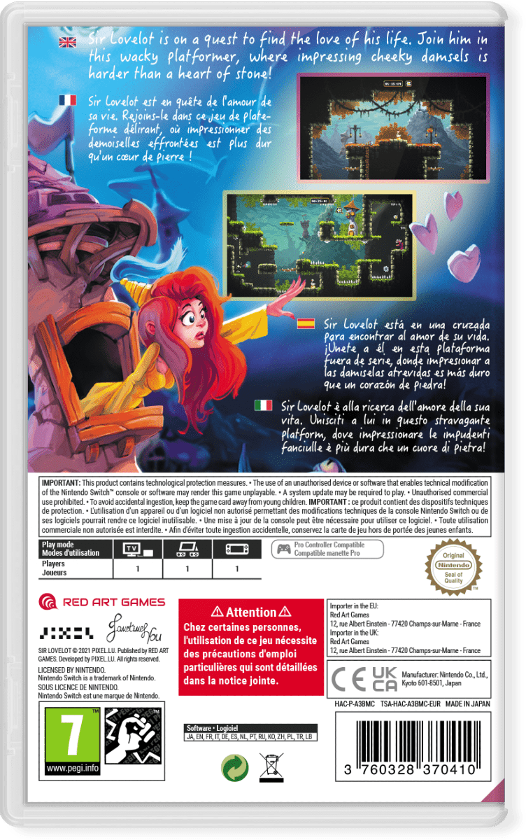 Sir Lovelot Nintendo SWITCH - Jeux Vidéo Physique - Red Art Games - Shop Just for Games